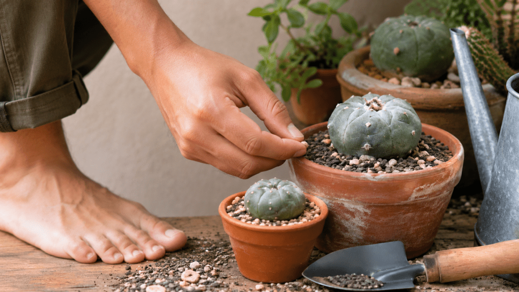 Peyote cactus growing tips